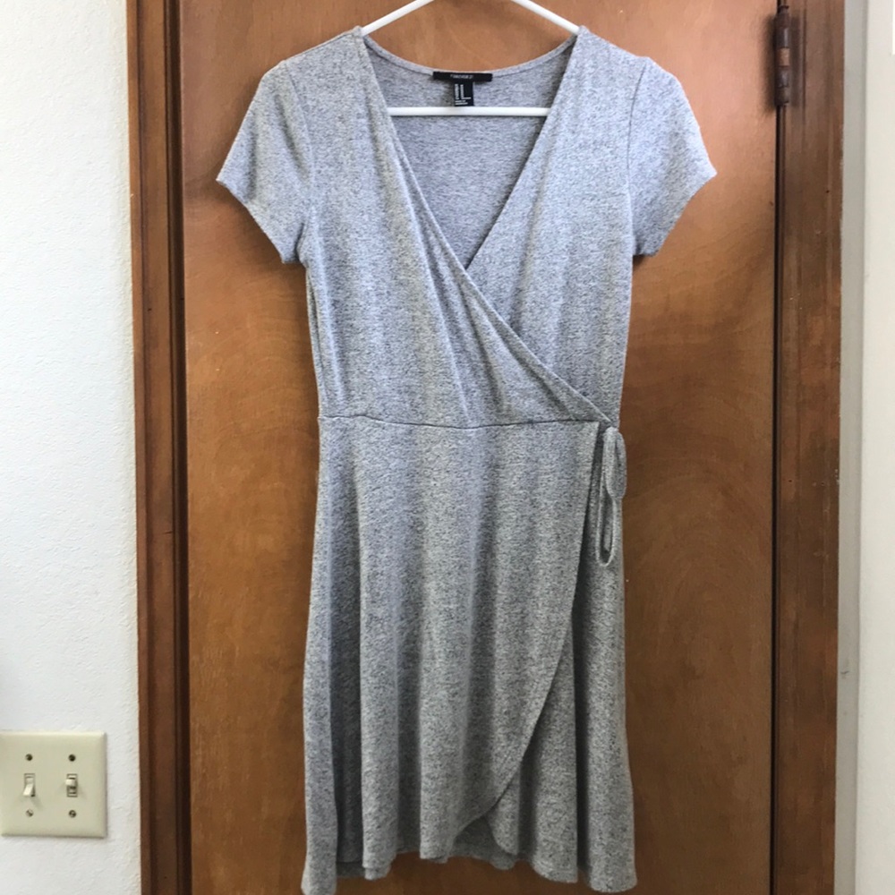 F21 Gray Wrap Dress